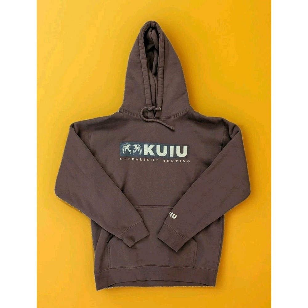 KUIU Ultralight Hunting Logo Hoodie Pullover Sweatshirt Medium Men Brown